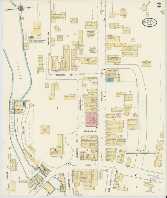 Sanborn Fire Insurance Map from Caribou, Aroostook County, Maine (1911), Sheet #0002 - Historic Sanborn Fire Insurance Map Print, vintage old map wall art, antique decor, genealogy gift, Maine Maine map