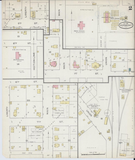 Sanborn Fire Insurance Map from Vermont, Fulton County, Illinois (1893), Sheet #0002 - Historic Sanborn Fire Insurance Map Print, vintage old map wall art, antique decor, genealogy gift, Vermont Vermont map