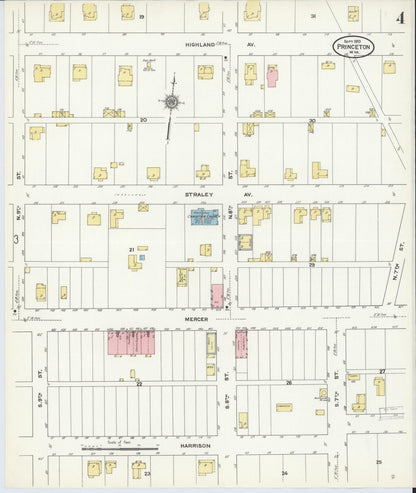 Sanborn Fire Insurance Map from Princeton, Mercer County, West Virginia (1910), Sheet #0004 - Complete Map Set gallery image, historic Sanborn map, vintage wall art, West Virginia West Virginia