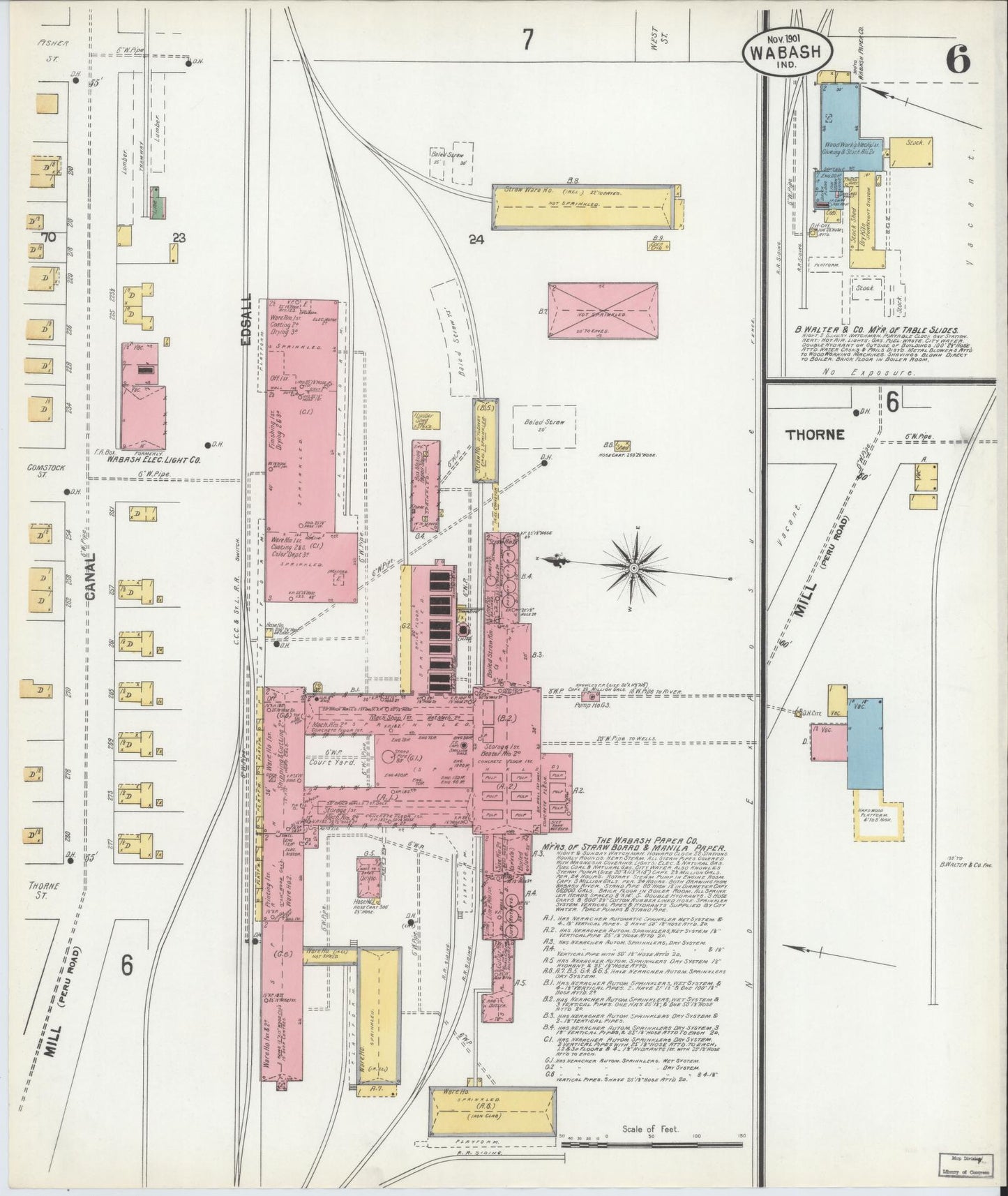 Sanborn Fire Insurance Map from Wabash, Wabash County, Indiana (1901), Sheet #0006 - Complete Map Set gallery image, historic Sanborn map, vintage wall art, Indiana Indiana