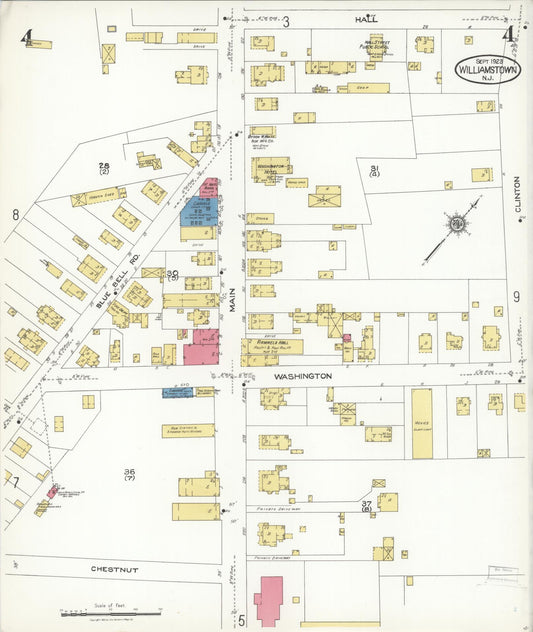 Sanborn Fire Insurance Map from Williamstown, Gloucester County, New Jersey (1923), Sheet #0004 - Historic Sanborn Fire Insurance Map Print, vintage old map wall art, antique decor, genealogy gift, New Jersey New Jersey map