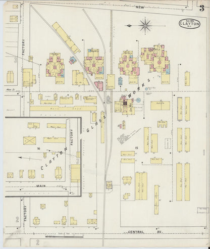 Sanborn Fire Insurance Map from Clayton, Gloucester County, New Jersey (1895), Sheet #0003 - Complete Map Set gallery image, historic Sanborn map, vintage wall art, New Jersey New Jersey
