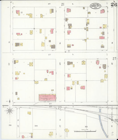 Sanborn Fire Insurance Map from Provo, Utah County, Utah (1908), Sheet #0026 - Complete Map Set gallery image, historic Sanborn map, vintage wall art, Provo Utah