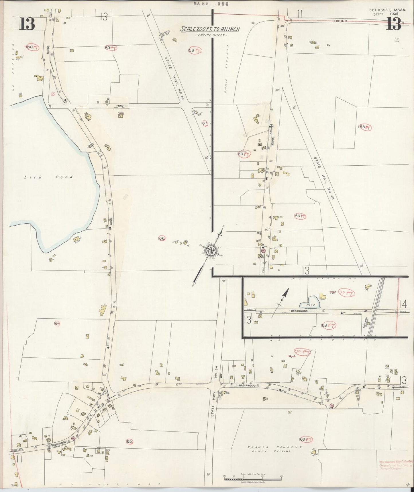 Sanborn Fire Insurance Map from Cohasset, Norfolk County, Massachusetts (1940), Sheet #0013 - Complete Map Set gallery image, historic Sanborn map, vintage wall art, Massachusetts Massachusetts