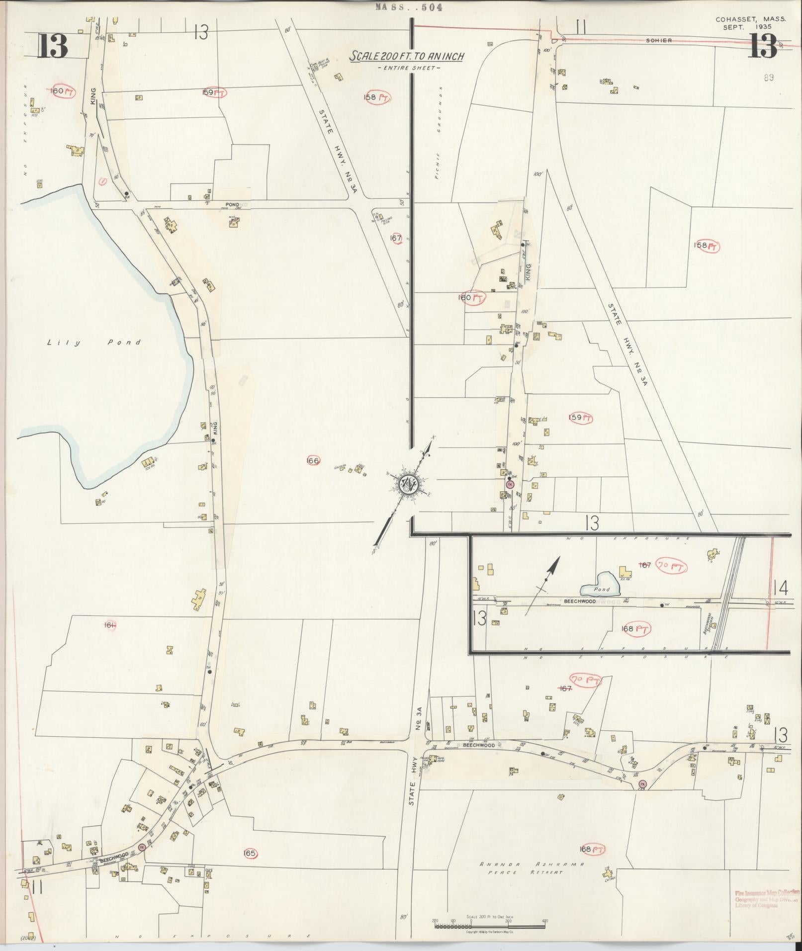 Sanborn Fire Insurance Map from Cohasset, Norfolk County, Massachusetts (1940), Sheet #0013 - Complete Map Set gallery image, historic Sanborn map, vintage wall art, Massachusetts Massachusetts