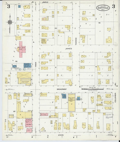 Sanborn Fire Insurance Map from Scottville, Mason County, Michigan (1924), Sheet #0003 - Historic Sanborn Fire Insurance Map Print, vintage old map wall art, antique decor, genealogy gift, Michigan Michigan map