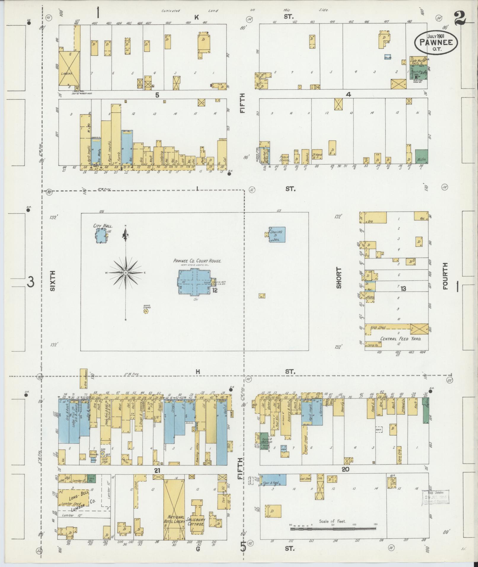 Sanborn Fire Insurance Map from Pawnee, Pawnee County, Oklahoma (1901), Sheet #0002 - Historic Sanborn Fire Insurance Map Print, vintage old map wall art, antique decor, genealogy gift, Oklahoma Oklahoma map