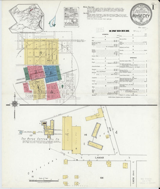 Sanborn Fire Insurance Map from Royse City, Rockwell County, Texas (1921), Sheet #0001 - Complete Map Set gallery image, historic Sanborn map, vintage wall art, Texas Texas