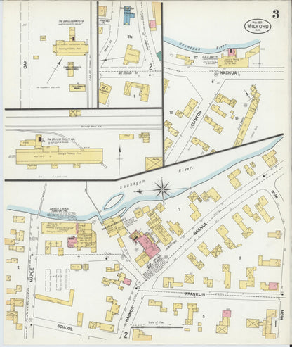 Sanborn Fire Insurance Map from Milford, Hillsborough County, New Hampshire (1901), Sheet #0003 - Complete Map Set gallery image, historic Sanborn map, vintage wall art, New Hampshire New Hampshire