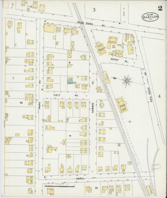 Sanborn Fire Insurance Map from Babylon, Suffolk County, New York (1897), Sheet #0002 - Historic Sanborn Fire Insurance Map Print, vintage old map wall art, antique decor, genealogy gift, New York New York map