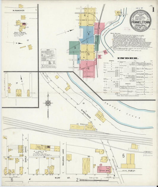 Sanborn Fire Insurance Map from Hummelstown, Dauphin County, Pennsylvania (1911), Sheet #0001 - Complete Map Set gallery image, historic Sanborn map, vintage wall art, Pennsylvania Pennsylvania