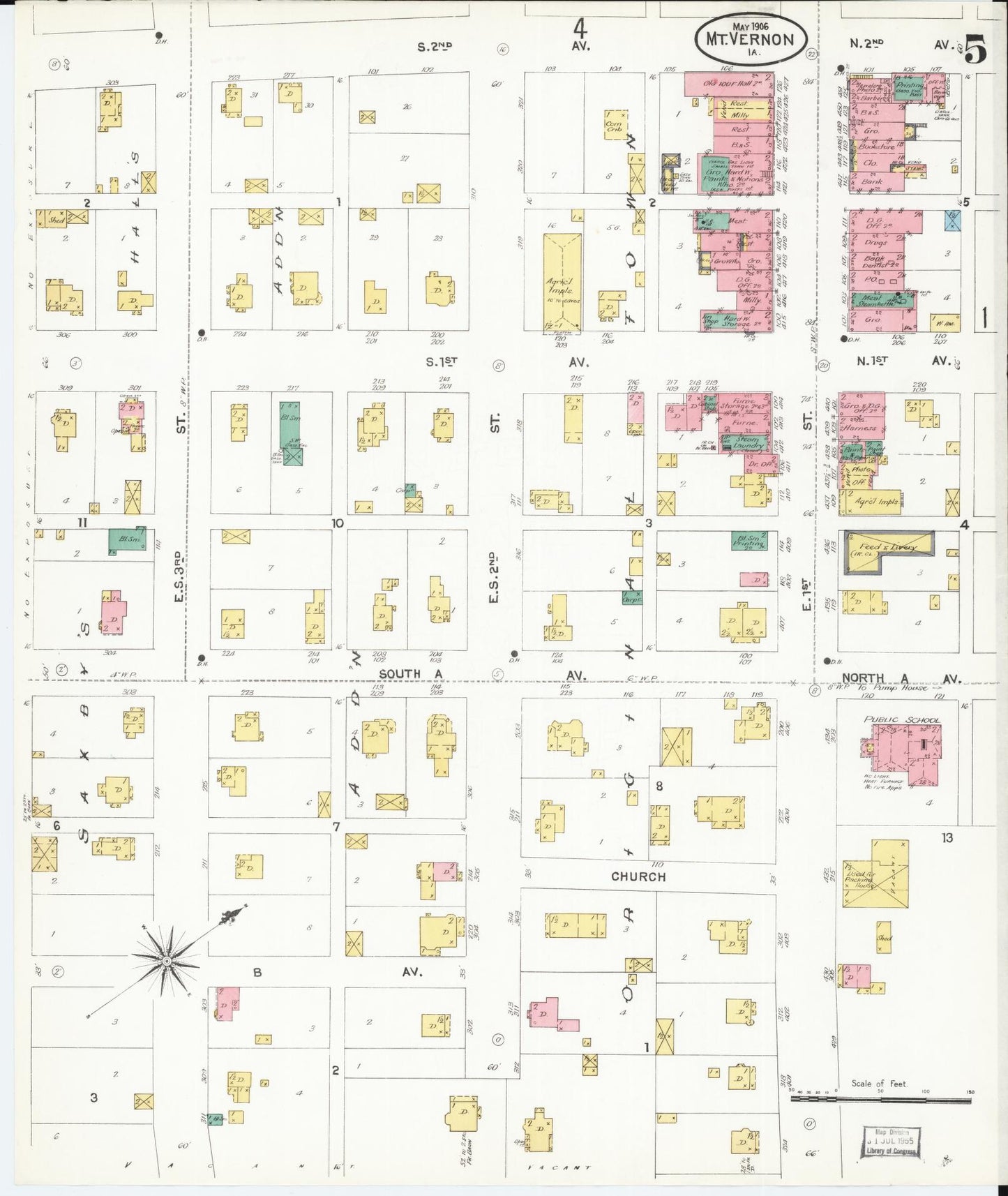 Sanborn Fire Insurance Map from Mount Vernon, Linn County, Iowa (1906), Sheet #0005 - Historic Sanborn Fire Insurance Map Print