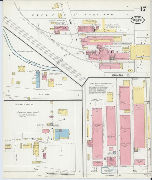 Sanborn Fire Insurance Map from Freeport, Stephenson County, Illinois (1904), Sheet #0017 - Historic Sanborn Fire Insurance Map Print, vintage old map wall art, antique decor, genealogy gift, Illinois Illinois map