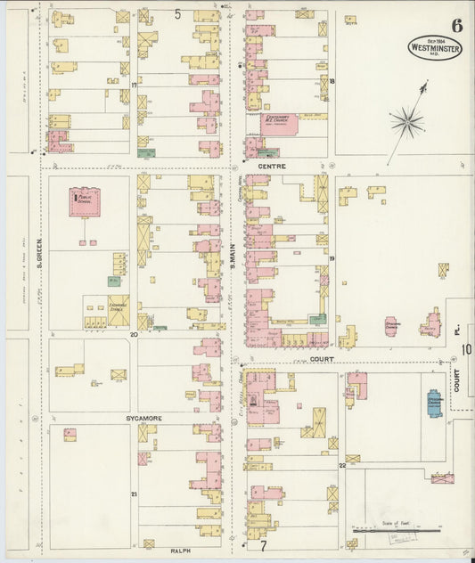 Sanborn Fire Insurance Map from Westminster, Carroll County, Maryland (1904), Sheet #0006 - Historic Sanborn Fire Insurance Map Print, vintage old map wall art, antique decor, genealogy gift, Maryland Maryland map