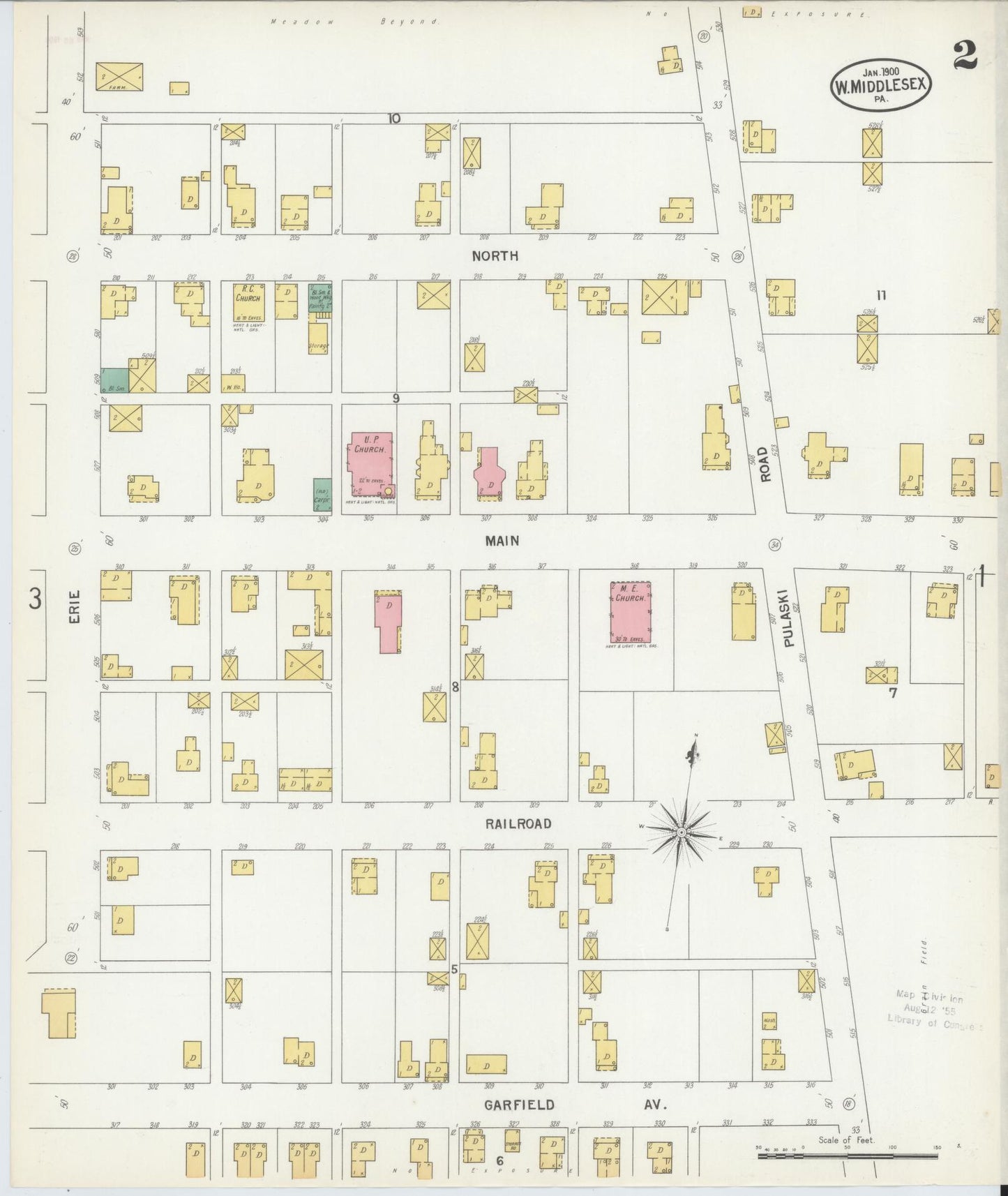Sanborn Fire Insurance Map from West Middlesex, Mercer County, Pennsylvania (1900), Sheet #0002 - Complete Map Set gallery image, historic Sanborn map, vintage wall art, Pennsylvania Pennsylvania