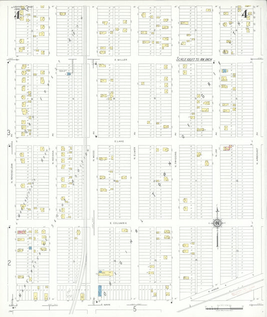 Sanborn Fire Insurance Map from Griffith, Lake County, Indiana (1943), Sheet #0004 - Historic Sanborn Fire Insurance Map Print, vintage old map wall art, antique decor, genealogy gift, Indiana Indiana map