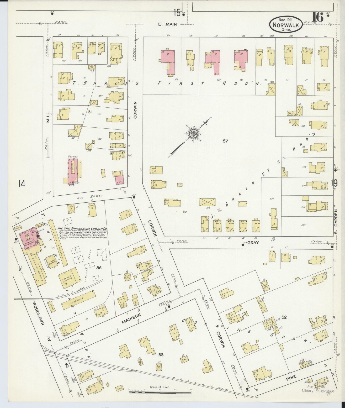 Sanborn Fire Insurance Map from Norwalk, Huron County, Ohio (1911), Sheet #0016 - Complete Map Set gallery image, historic Sanborn map, vintage wall art, Ohio Ohio