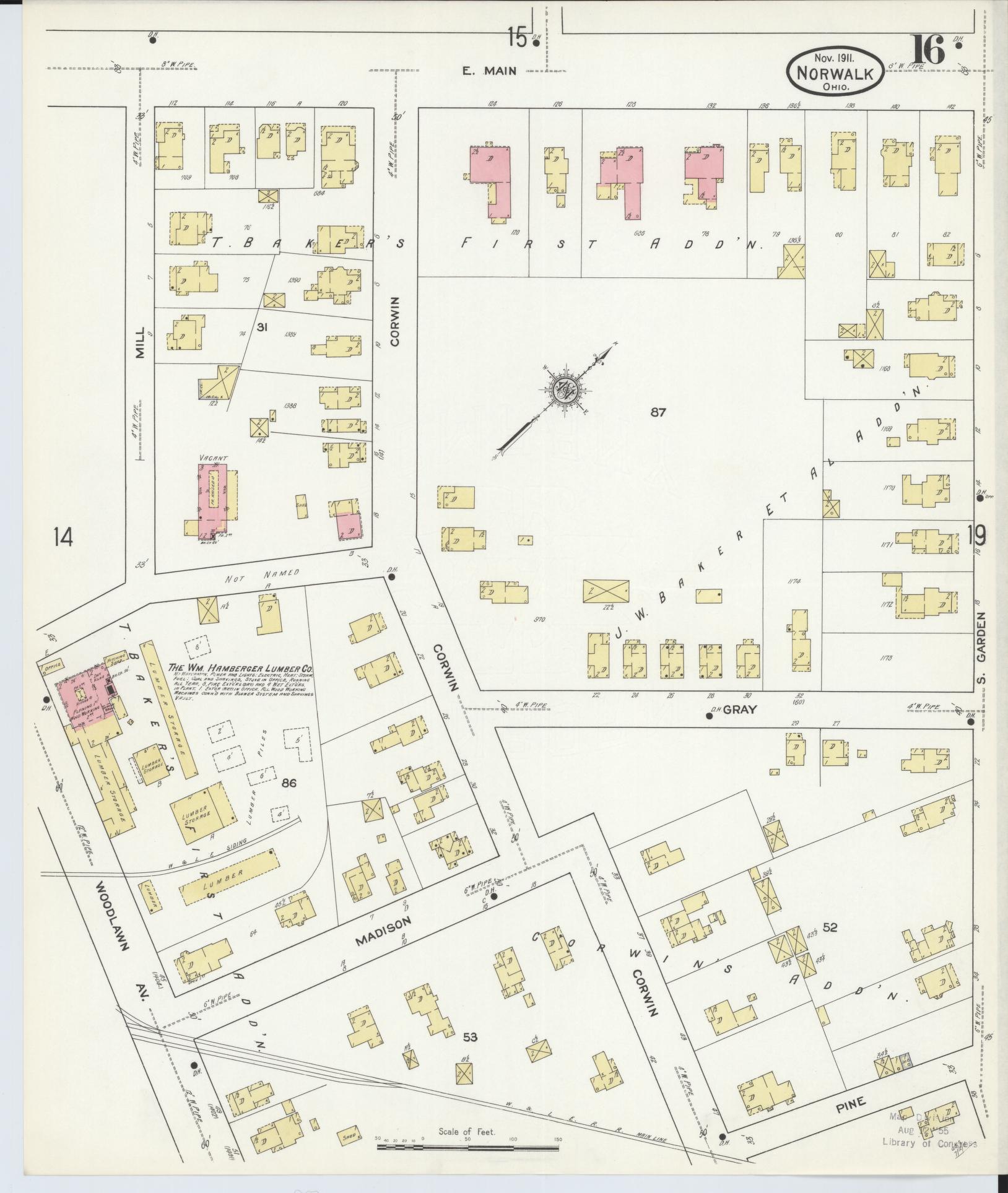 Sanborn Fire Insurance Map from Norwalk, Huron County, Ohio (1911), Sheet #0016 - Complete Map Set gallery image, historic Sanborn map, vintage wall art, Ohio Ohio