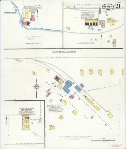Sanborn Fire Insurance Map from Herrin, Williamson County, Illinois (1922), Sheet #0021 - Complete Map Set gallery image, historic Sanborn map, vintage wall art, Illinois Illinois