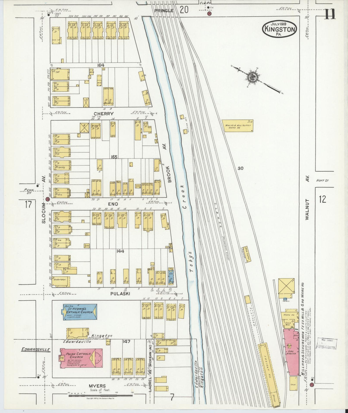 Sanborn Fire Insurance Map from Kingston, Luzerne County, Pennsylvania (1919), Sheet #0011 - Complete Map Set gallery image, historic Sanborn map, vintage wall art, Pennsylvania Pennsylvania