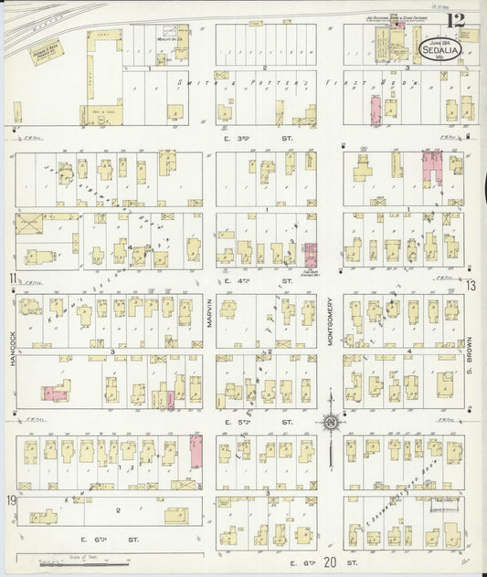 Sanborn Fire Insurance Map from Sedalia, Pettis County, Missouri (1914), Sheet #0012 - Historic Sanborn Fire Insurance Map Print, vintage old map wall art, antique decor, genealogy gift, Missouri Missouri map