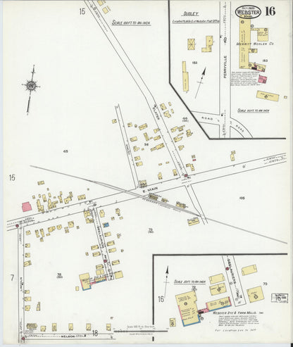 Sanborn Fire Insurance Map from Webster, Worcester County, Massachusetts (1920), Sheet #0016 - Historic Sanborn Fire Insurance Map Print, vintage old map wall art, antique decor, genealogy gift, Massachusetts Massachusetts map