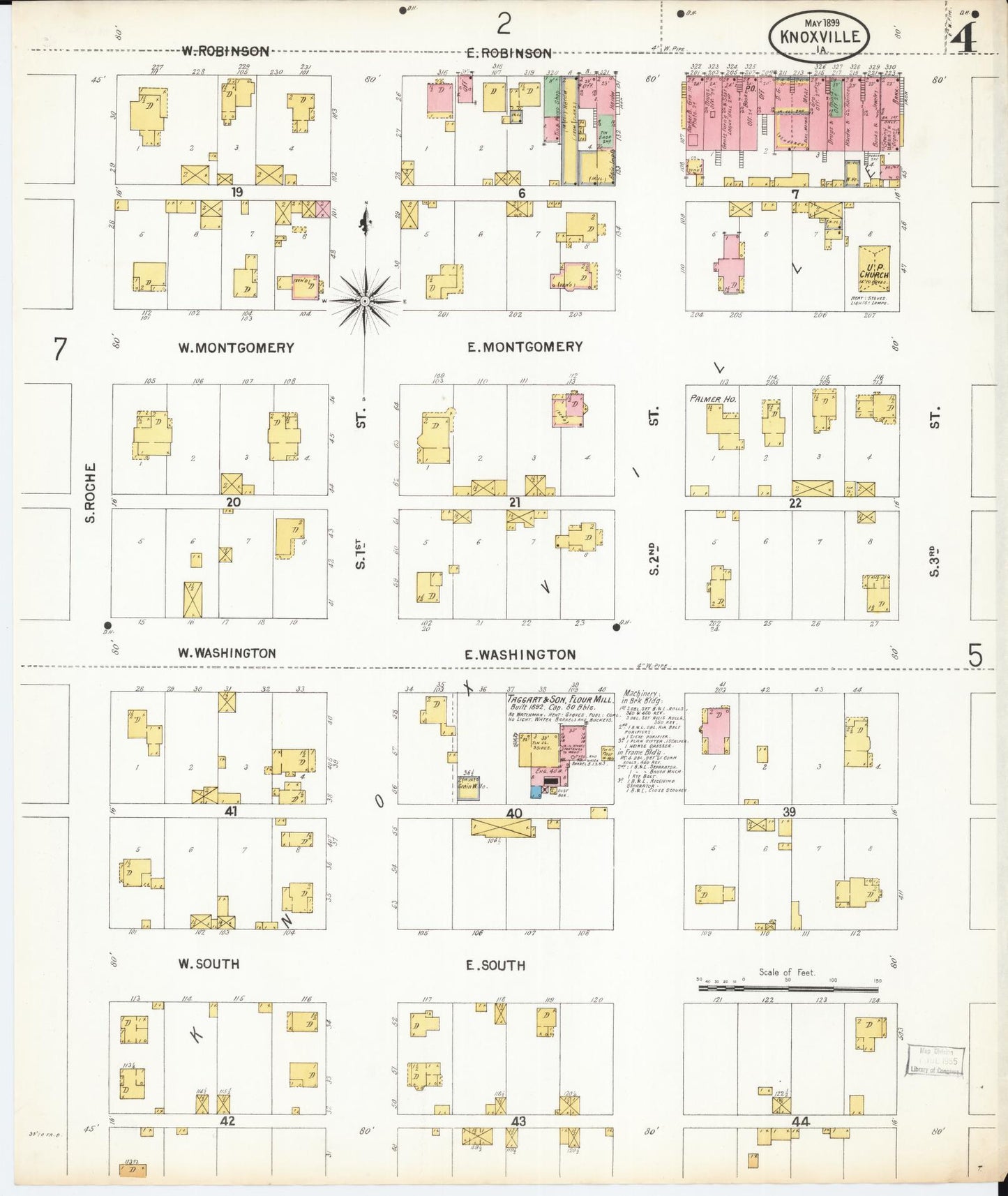Sanborn Fire Insurance Map from Knoxville, Marion County, Iowa (1899), Sheet #0004 - Historic Sanborn Fire Insurance Map Print, vintage old map wall art