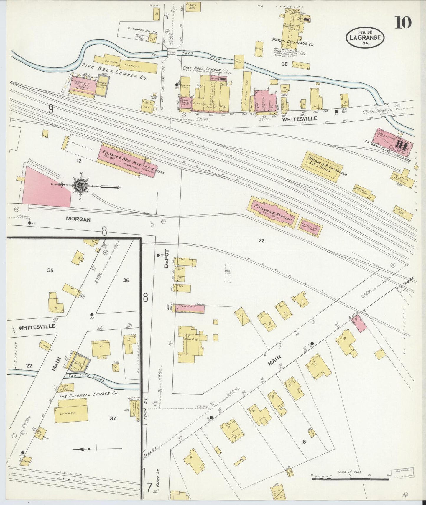 Sanborn Fire Insurance Map from La Grange, Troup County, Georgia (1911), Sheet #0010 - Complete Map Set gallery image, historic Sanborn map, vintage wall art, Georgia Georgia