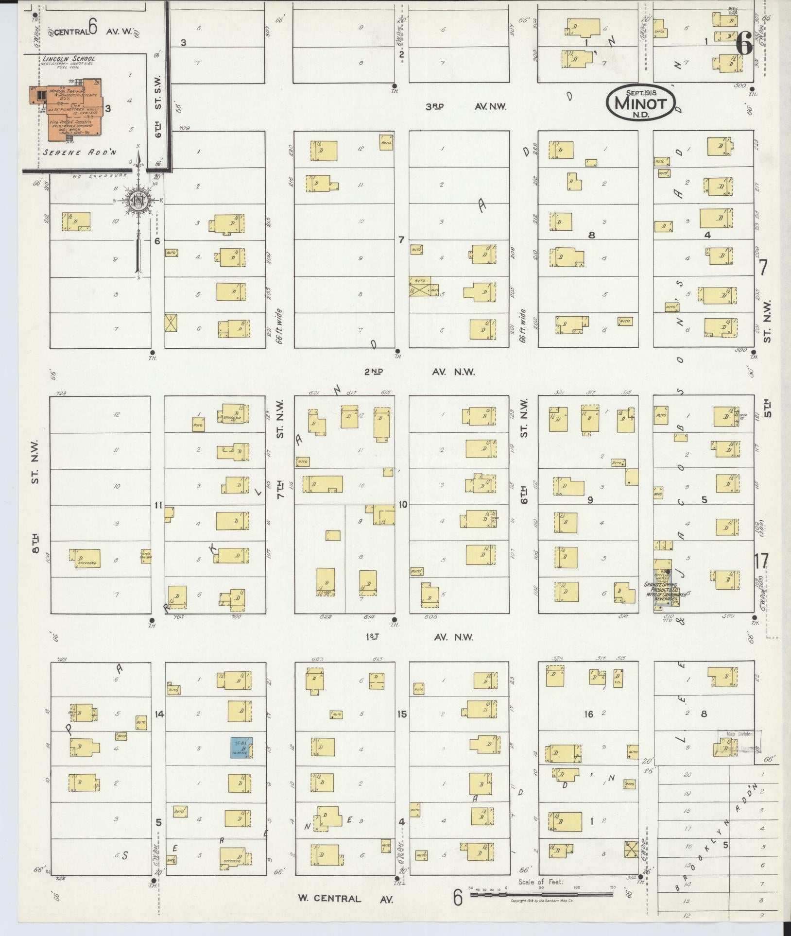Sanborn Fire Insurance Map from Minot, Ward County, North Dakota (1918), Sheet #0006 - Complete Map Set gallery image, historic Sanborn map, vintage wall art, North Dakota North Dakota