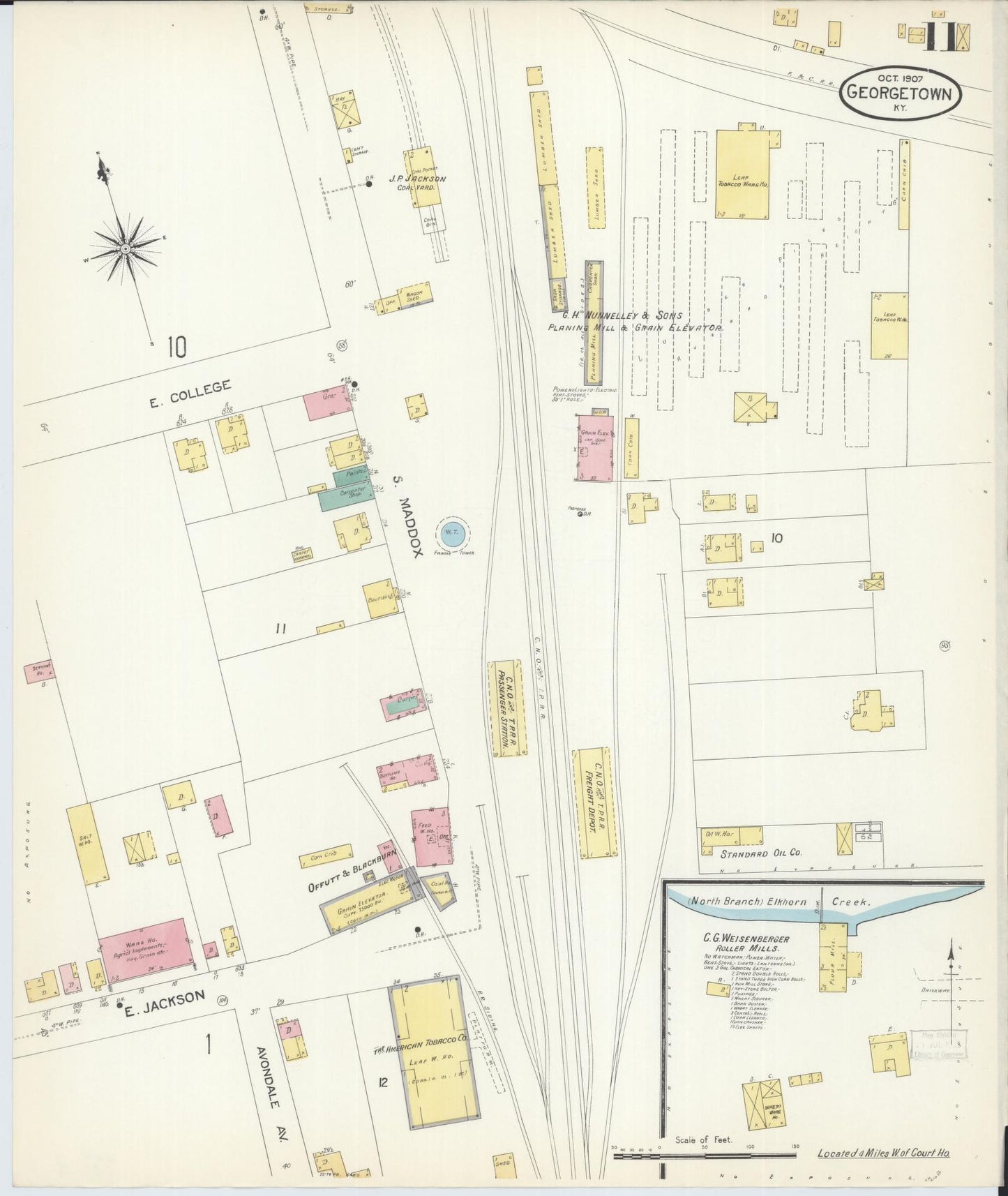 Sanborn Fire Insurance Map from Georgetown, Scott County, Kentucky (1907), Sheet #0011 - Complete Map Set gallery image, historic Sanborn map, vintage wall art, Kentucky Kentucky
