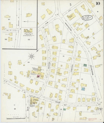 Sanborn Fire Insurance Map from Quincy, Norfolk County, Massachusetts (1896), Sheet #0010 - Complete Map Set gallery image, historic Sanborn map, vintage wall art, Massachusetts Massachusetts