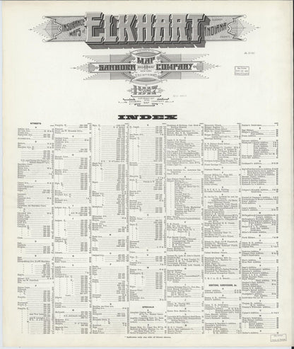 Sanborn Fire Insurance Map from Elkhart, Elkhart County, Indiana (1917), Sheet #0001 - Historic Sanborn Fire Insurance Map Print, vintage old map wall art, antique decor, genealogy gift, Indiana Indiana map
