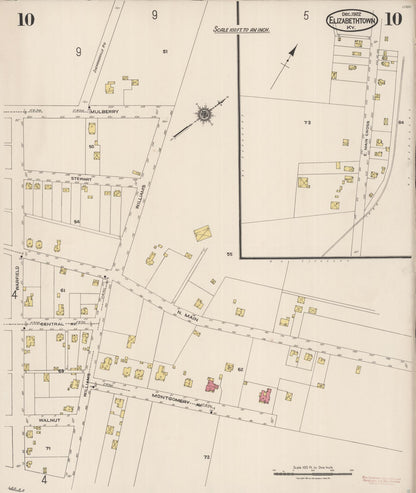 Sanborn Fire Insurance Map from Elizabethtown, Hardin County, Kentucky (1922), Sheet #0010 - Complete Map Set gallery image, historic Sanborn map, vintage wall art, Kentucky Kentucky