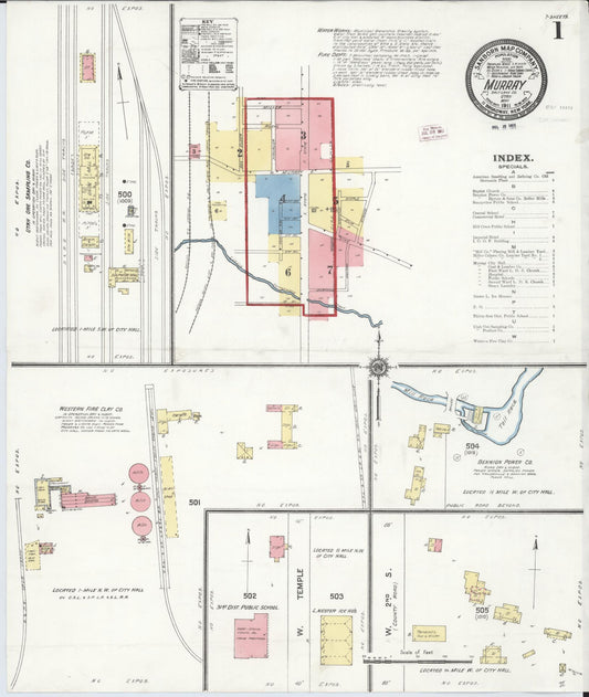 Sanborn Fire Insurance Map from Murray, Salt Lake County, Utah (1911), Sheet #0001 - Historic Sanborn Fire Insurance Map Print, vintage old map wall art, antique decor, genealogy gift, Utah Utah map