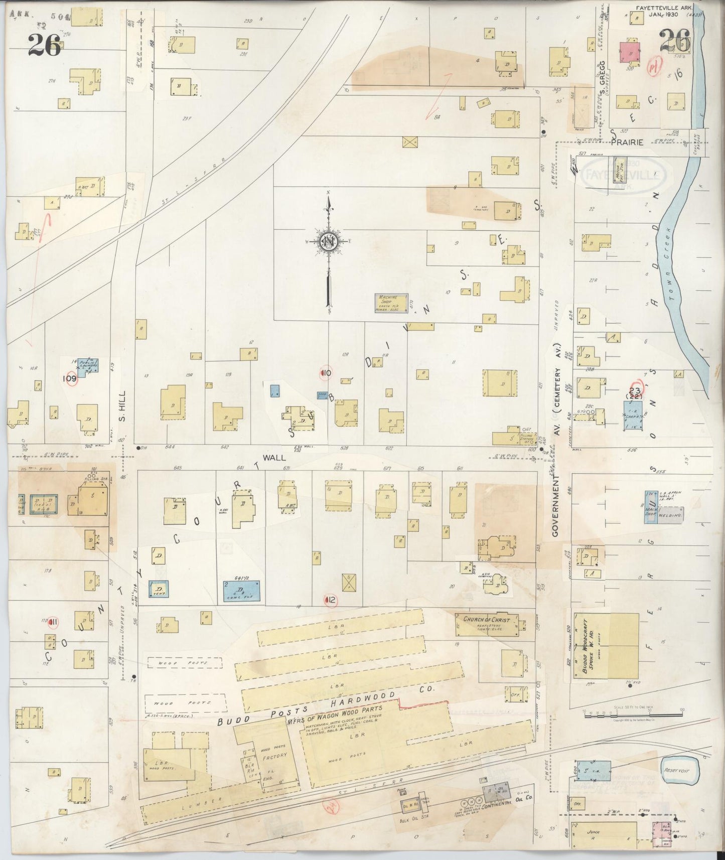 Sanborn Fire Insurance Map from Fayetteville, Washington County, Arkansas (1948), Sheet #0026 - Historic Sanborn Fire Insurance Map Print, vintage old map wall art, antique decor, genealogy gift, Arkansas Arkansas map