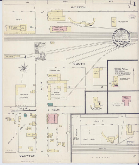 Sanborn Fire Insurance Map from Brookfield, Linn County, Missouri (1885), Sheet #0001 - Historic Sanborn Fire Insurance Map Print, vintage old map wall art, antique decor, genealogy gift, Missouri Missouri map