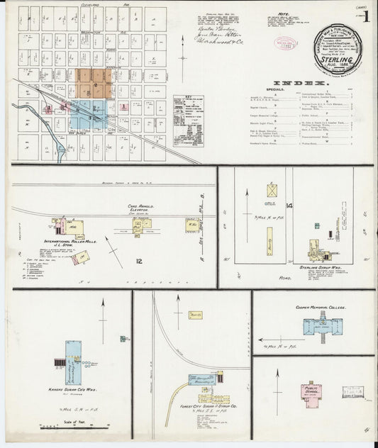 Sanborn Fire Insurance Map from Sterling, Rice County, Kansas (1888), Sheet #0001 - Historic Sanborn Fire Insurance Map Print, vintage old map wall art, antique decor, genealogy gift, Kansas Kansas map