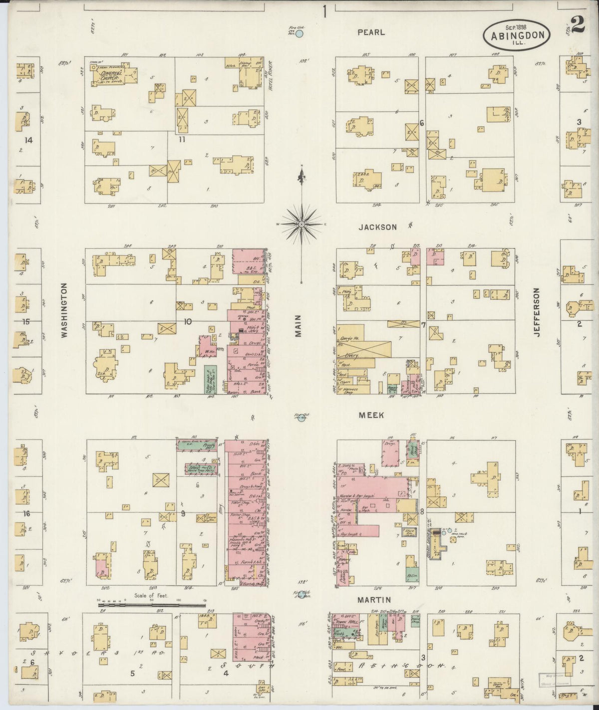Sanborn Fire Insurance Map from Abingdon, Knox County, Illinois (1898), Sheet #0002 - Historic Sanborn Fire Insurance Map Print, vintage old map wall art, antique decor, genealogy gift, Illinois Illinois map
