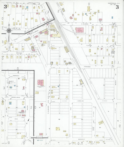 Sanborn Fire Insurance Map from Robertsdale, Baldwin County, Alabama (1947), Sheet #0003 - Complete Map Set gallery image, historic Sanborn map, vintage wall art, Alabama Alabama
