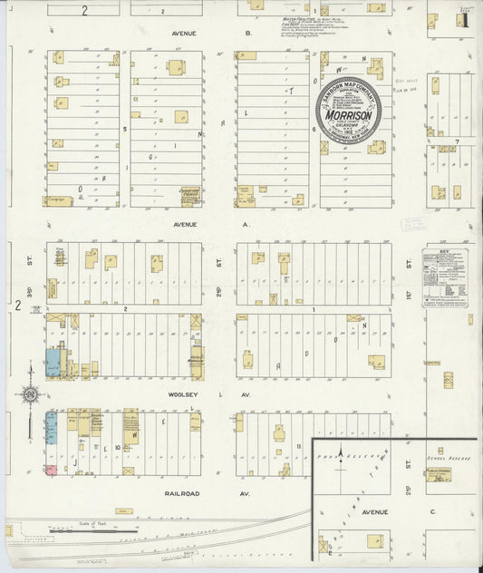 Sanborn Fire Insurance Map from Morrison, Noble County, Oklahoma (1912), Sheet #0001 - Complete Map Set gallery image, historic Sanborn map, vintage wall art, Oklahoma Oklahoma