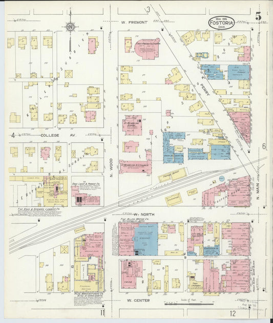 Sanborn Fire Insurance Map from Fostoria, Seneca, Hancock, And Wood Counties, Ohio (1914), Sheet #0005 - Historic Sanborn Fire Insurance Map Print, vintage old map wall art, antique decor, genealogy gift, Ohio Ohio map