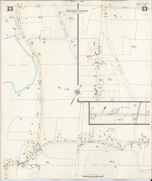 Sanborn Fire Insurance Map from Cohasset, Norfolk County, Massachusetts (1940), Sheet #0013 - Historic Sanborn Fire Insurance Map Print, vintage old map wall art, antique decor, genealogy gift, Massachusetts Massachusetts map