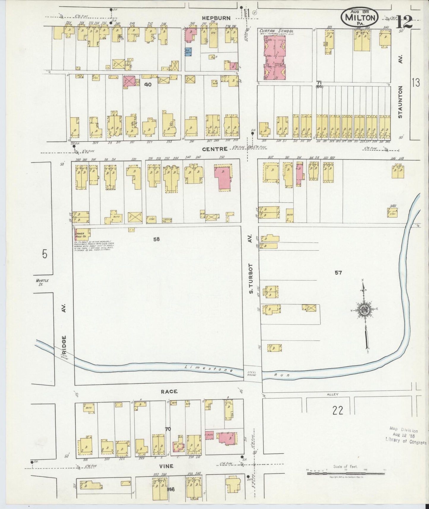 Sanborn Fire Insurance Map from Milton, Northumberland County, Pennsylvania (1918), Sheet #0012 - Complete Map Set gallery image, historic Sanborn map, vintage wall art, Pennsylvania Pennsylvania