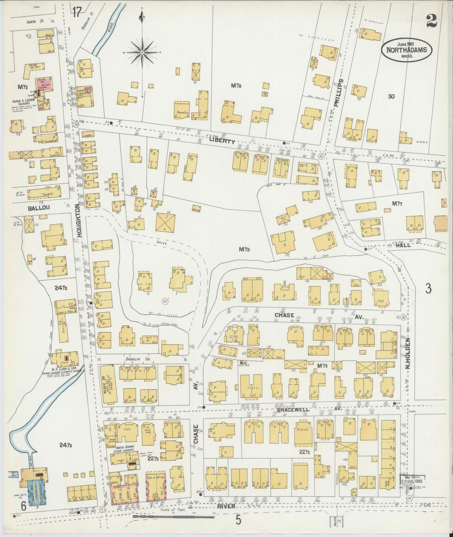 Sanborn Fire Insurance Map from North Adams, Berkshire County, Massachusetts (1901), Sheet #0002 - Historic Sanborn Fire Insurance Map Print, vintage old map wall art, antique decor, genealogy gift, Massachusetts Massachusetts map