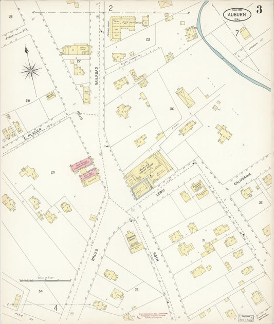 Sanborn Fire Insurance Map from Auburn, Placer County, California (1899), Sheet #0003 - Historic Sanborn Fire Insurance Map Print, vintage old map wall art, antique decor, genealogy gift, California California map
