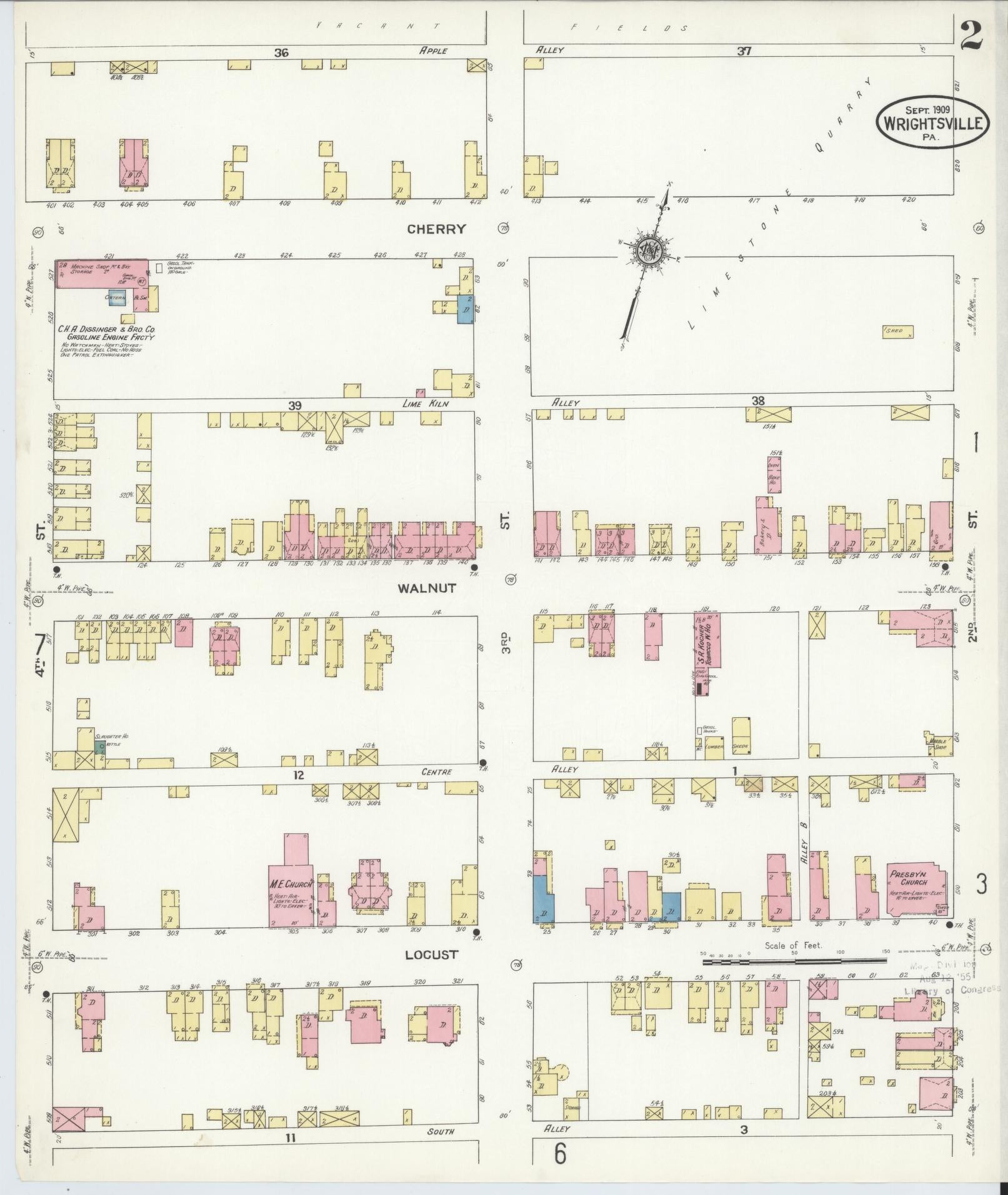 Sanborn Fire Insurance Map from Wrightsville, York County, Pennsylvania (1909), Sheet #0002 - Complete Map Set gallery image, historic Sanborn map, vintage wall art, Pennsylvania Pennsylvania