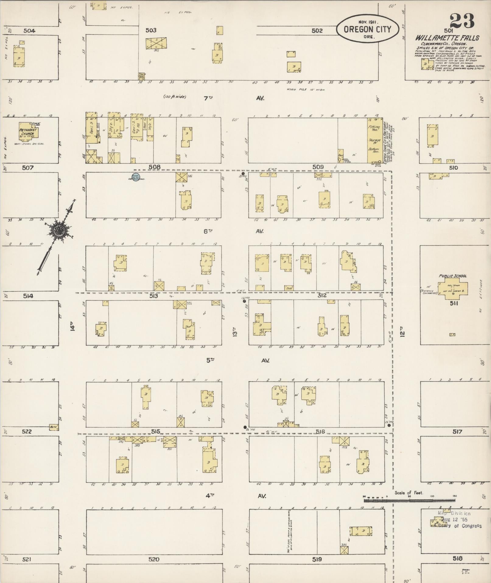 Sanborn Fire Insurance Map from Oregon City, Clackamas County, Oregon (1911), Sheet #0023 - Complete Map Set gallery image, historic Sanborn map, vintage wall art, Oregon Oregon