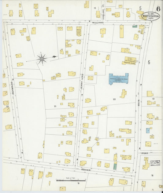 Sanborn Fire Insurance Map from North Easton, Bristol County, Massachusetts (1903), Sheet #0006 - Historic Sanborn Fire Insurance Map Print, vintage old map wall art, antique decor, genealogy gift, Massachusetts Massachusetts map