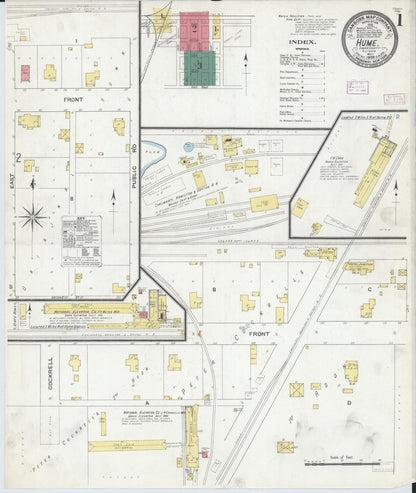 Sanborn Fire Insurance Map from Hume, Edgar County, Illinois (1909), Sheet #0001 - Complete Map Set gallery image, historic Sanborn map, vintage wall art, Illinois Illinois