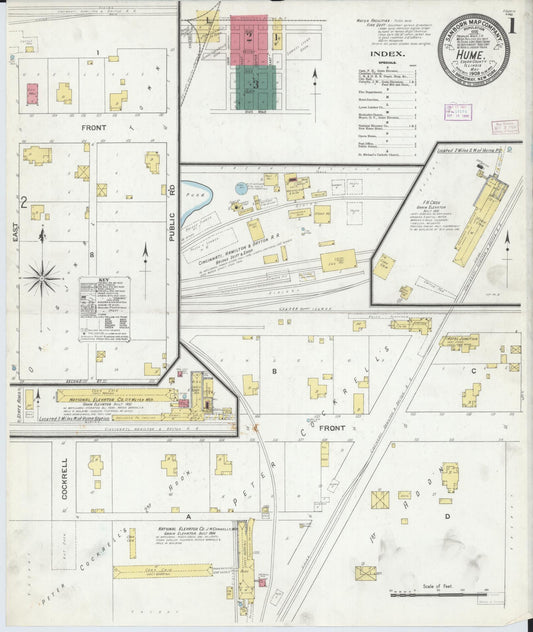 Sanborn Fire Insurance Map from Hume, Edgar County, Illinois (1909), Sheet #0001 - Complete Map Set gallery image, historic Sanborn map, vintage wall art, Illinois Illinois